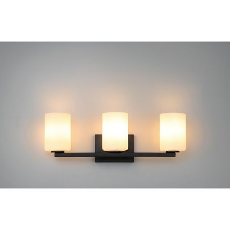 Access Lighting Sienna, 3 Light Vanity, Matte Black Finish, Opal Glass 62623-MBL/OPL